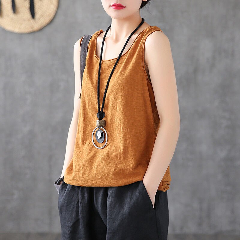 Tank for Women 100% Cotton Loose New Summer Korean Style Ladies Vest Solid  Plus Size Female Sleeveless Tops | Lazada Singapore