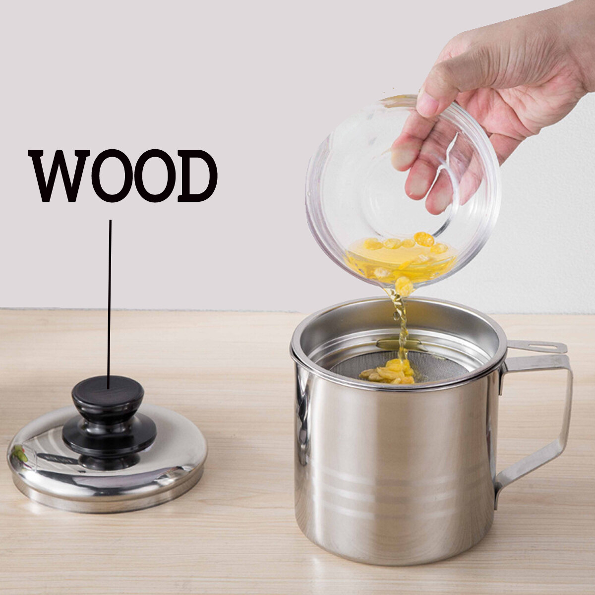 Generic 1.2L Oil Dripping Container Fry Lard Pot Jug Strainer Flit B