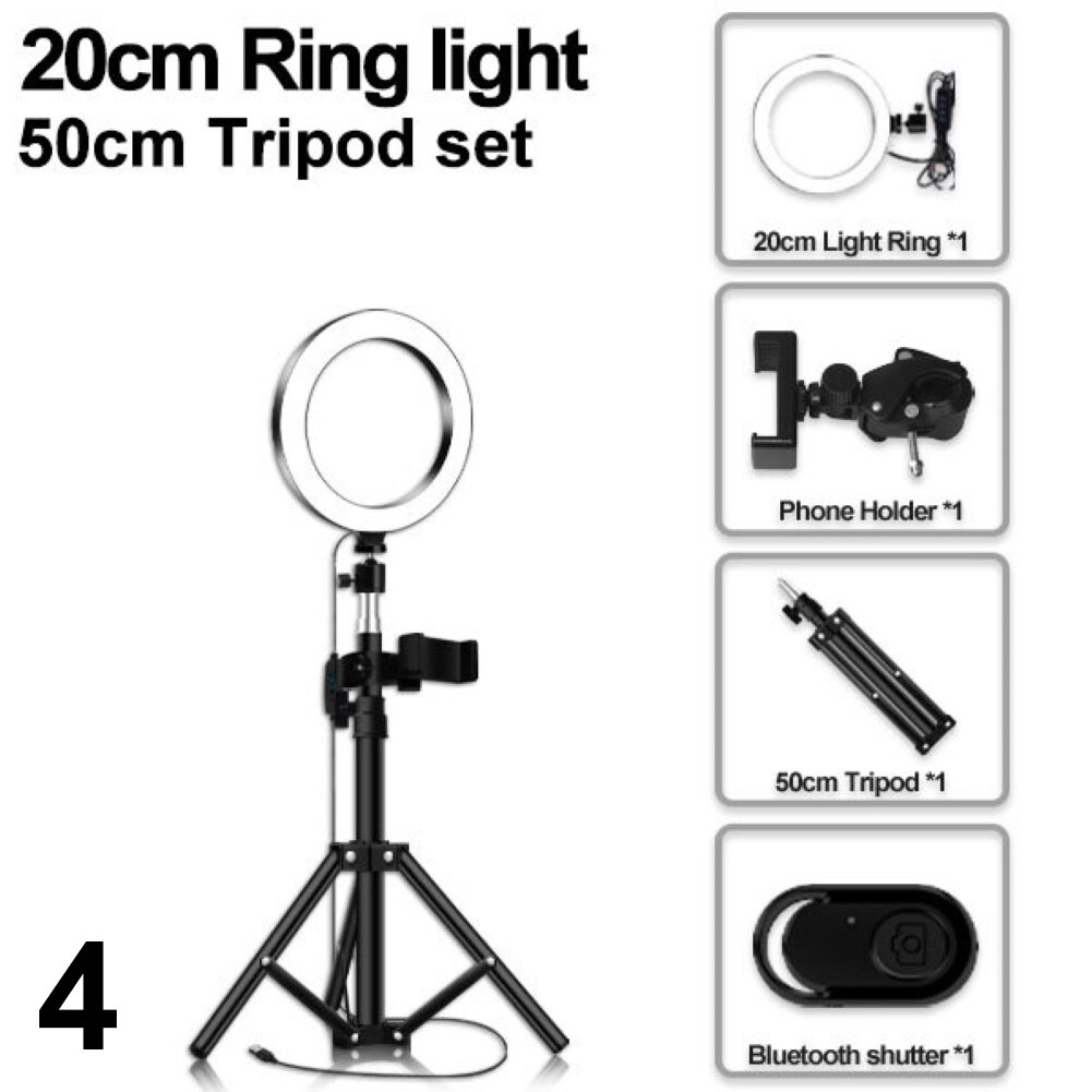 Henggu ปรับ LED Ring เติมแผ่นเรืองแสงด้วยขาตั้งกล้องสำหรับถ่ายภาพสด