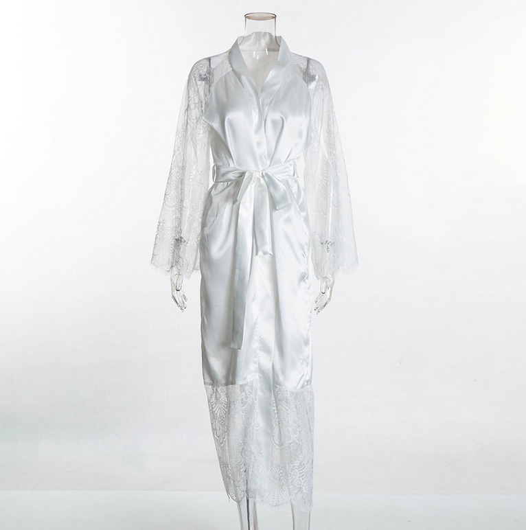 Cherful655 1 Chiếc Đồ Ngủ Ren Nữ Bằng Lụa Mới Áo Choàng Của Phụ Nữ Áo Choàng Tắm Áo Ngủ Ngủ Lụa Ngủ