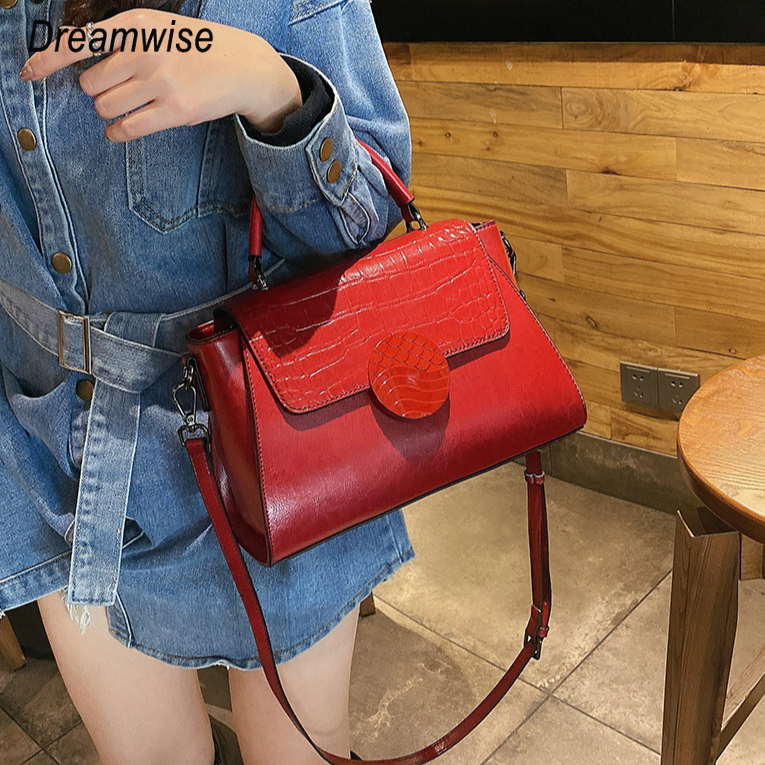 Dreamwise Top-handle Bags for Women New Genuine Cow Leather Crocodile Pattern Handbags Fashion Casual Large Capacity Lady Shoulder Sling Bag ราคา 1,488 บาท*ส่งฟรี
