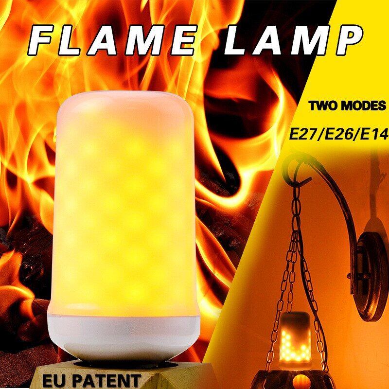 Zjright 2 Modes Flame Lights E27 E26 E14 LED Flame Effect Fire Light Bulb 42Leds 63Leds 99Leds Flicke Emulation Decor Lamp