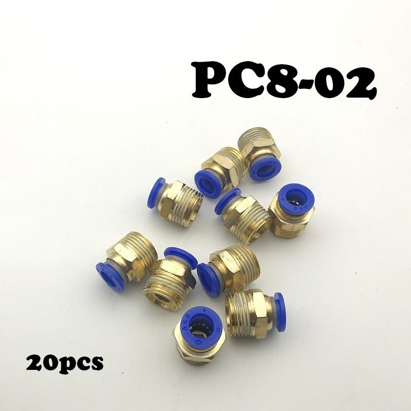 【Ready Stock】 Free transportation of high quality pneumatic pipe fittings connectors 20Pcs/lot PC8 02 pipe 8mm screw straight through 1/4 \ quot;