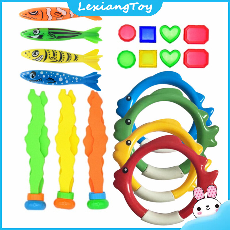 Summer Pool Diving Toys For Kids Fun Children Swimming Pool Games Sinking Toy Set With Diving Rings Seaweed Underwater Gifts ราคา 117 บาท*ส่งฟรี
