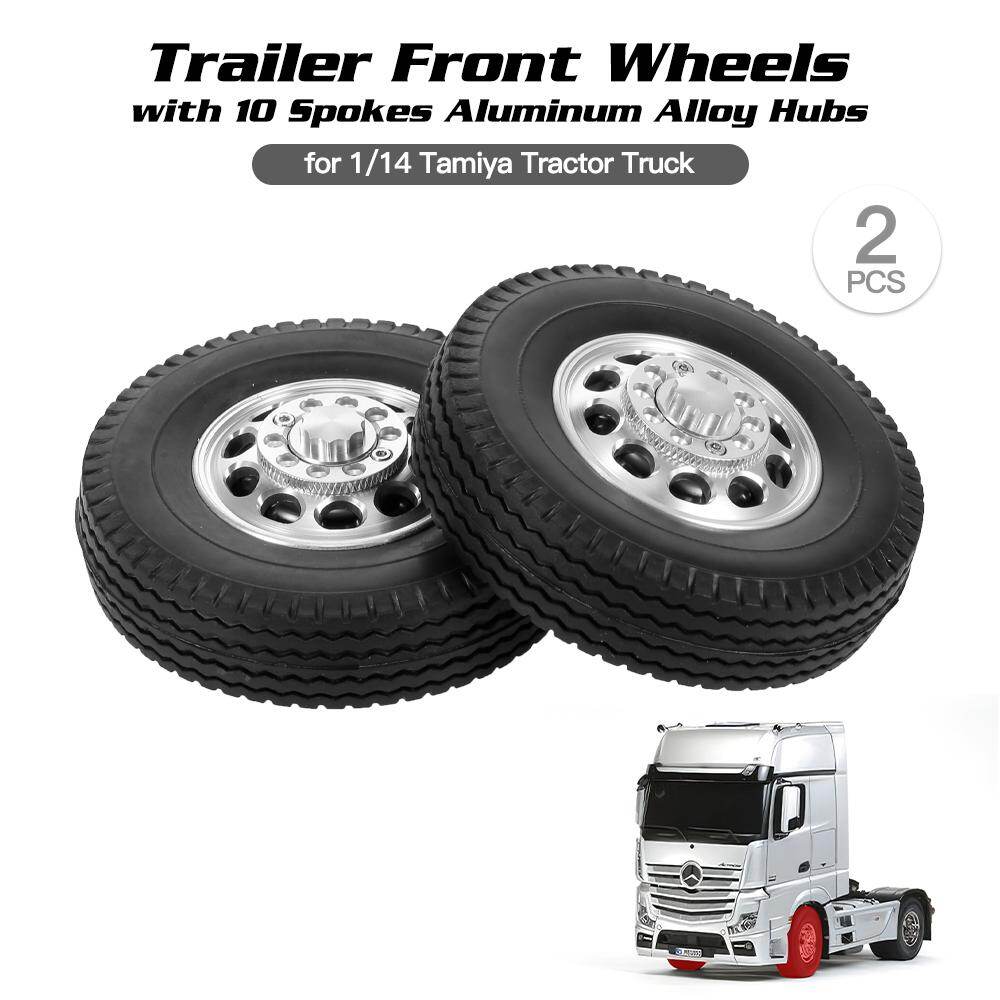 Gửi 2 Chiếc Bánh Trước Xe Moóc, Với 10 Nan Hoa Trục Hợp Kim Nhôm Xe Tải Leo Núi Điều Khiển Từ Xa Cho Xe Tải Kéo Tamiya 1/14