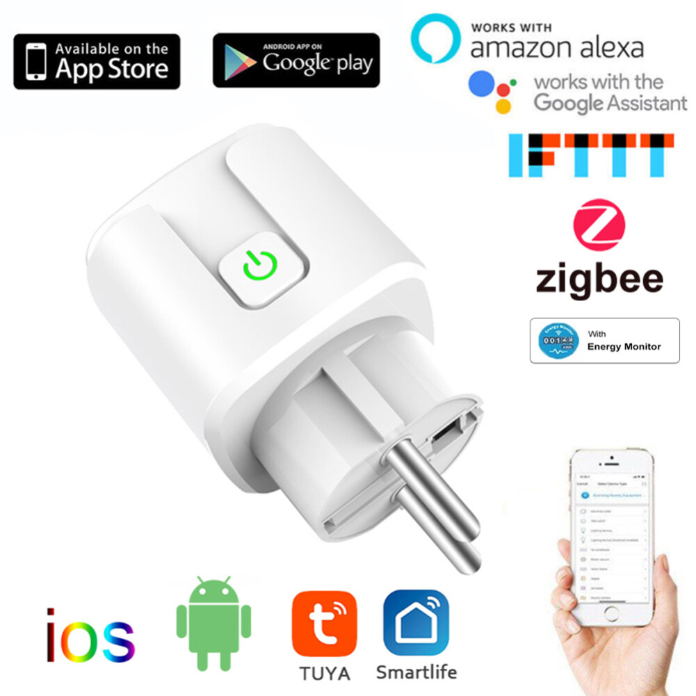 Sauceret Tuya ZigBee Phích Cắm Thông Minh Ổ Cắm EU 20A Ổ Cắm Từ Xa Không Dây Ổ Cắm Hẹn Giờ Thông Minh Điều Khiển Bằng Giọng Nói Ổ Cắm Điện Thông Minh PC Chống Cháy Tại Nhà EU Jan