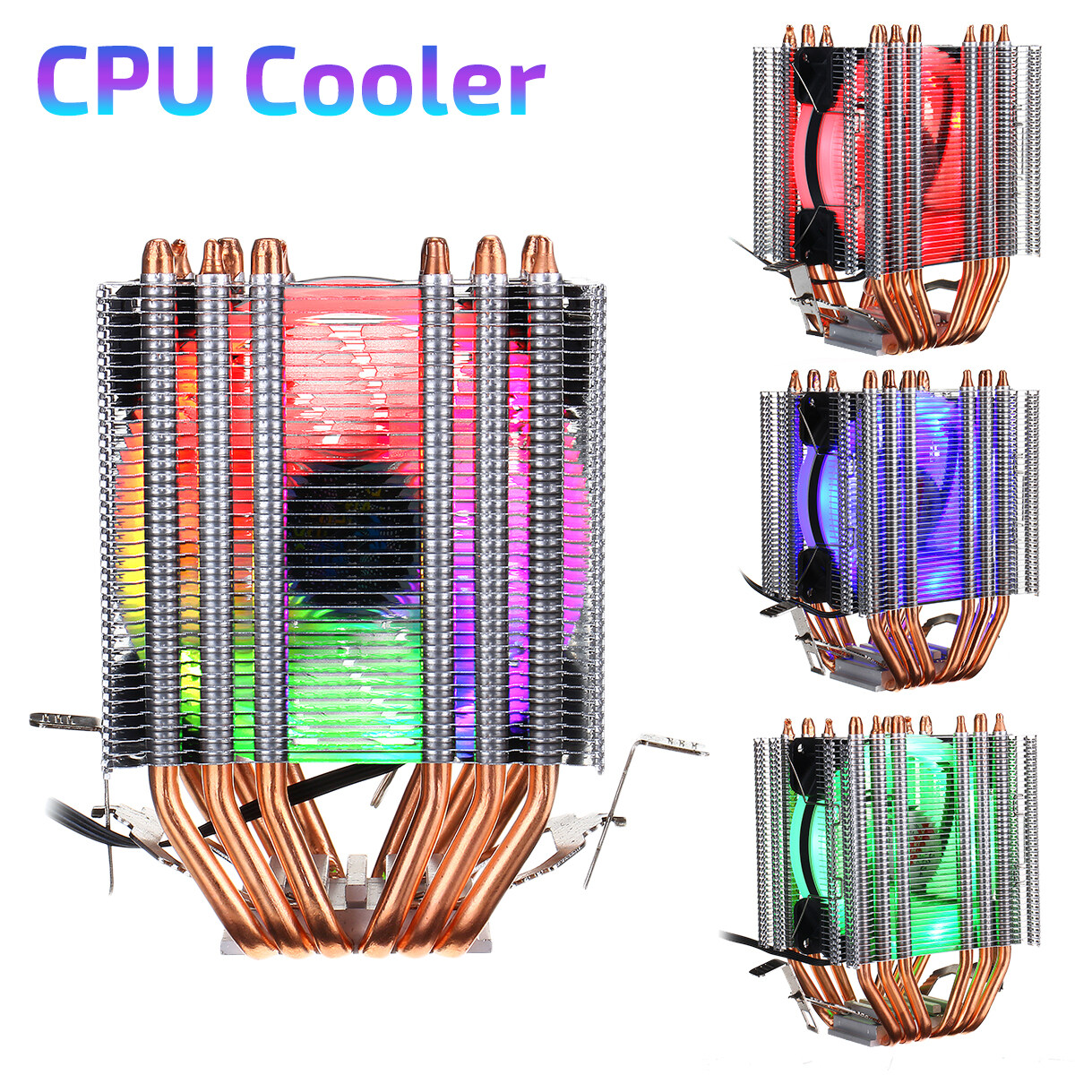 Shop Generic CPU Cooler 6 Heatpipes LED RGB 4Pin PWM Fan 9cm Cooling