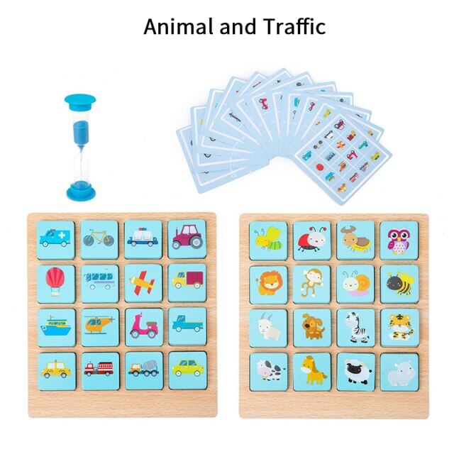 Montessori Memory Match เกมหมากรุก3D พัซเซิลไม้ Early การศึกษาครอบครัว Party ปฏิสัมพันธ์เกมของเล่นสำหรับเด็กเด็ก