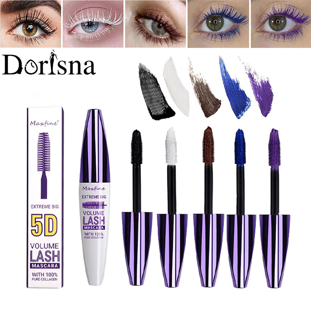  Dorisna 5 màu sắc 5D lụa sợi mi Mascara Mascara không thấm nước dài-mặc lông mi nối dài dày kéo dài lông mi mỹ phẩm 