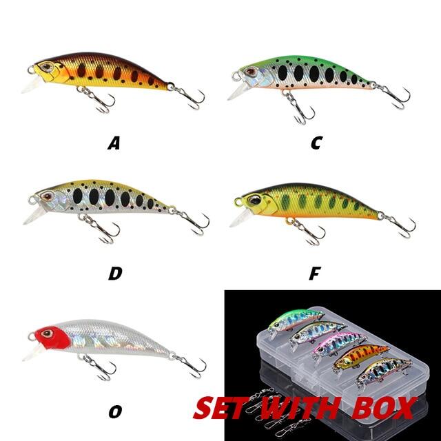 , bộ mồi giả, mồi giả 5g 55mm pesca minnow chìm nhật bản dw63 crankbait mồi cứng mini
