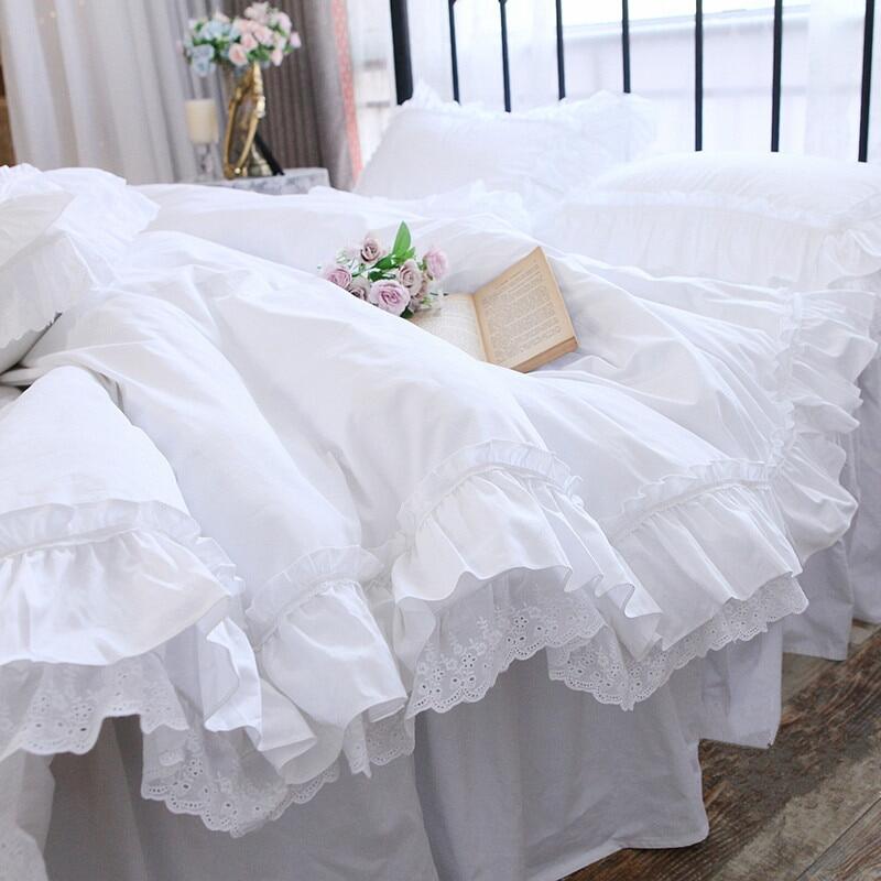 white frilly duvet set