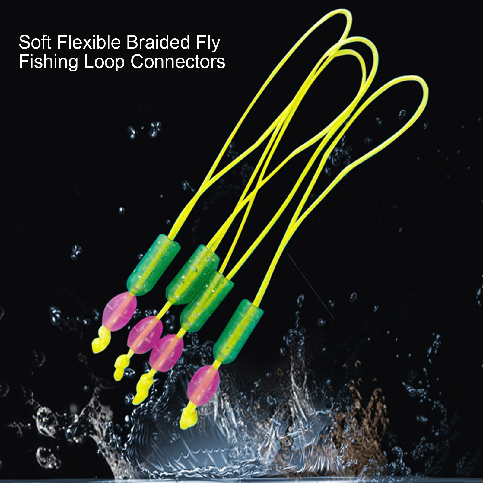 10Pcs Fly Line Loop Connectors Anti-winding Wear-resistant Compact Size Good Tensile Strength Tear-proof Multipurpose Soft Flexible Braided Fly Fishing Loop Connectors Fishing Supplies 10Pcs Useful Fishing