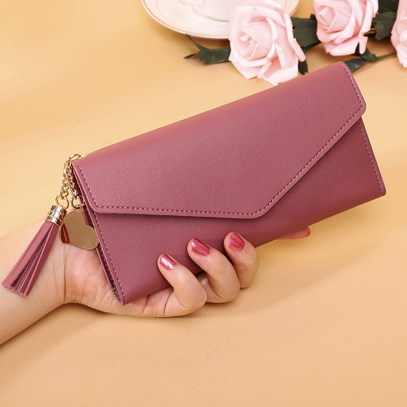 【A NEW】 2022 Fashion Women Wallets SimplePurses BlackGrayLong Section ClutchSoft PUMoney Bag