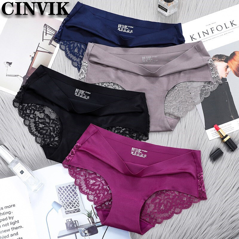 Cinvik 3PCS Lace Panties For Women Fashion Underpants Hollow Breathable