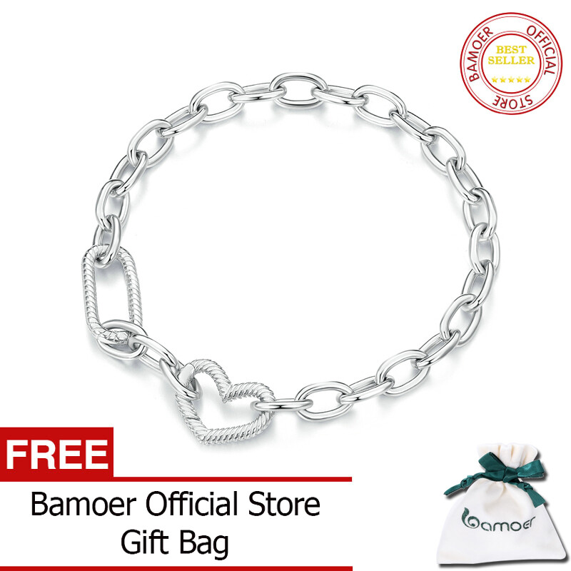 BAMOER 925 Sterling Silver Platinum Plated Trendy Multifunctional DIY Basic Bracelet Fine Jewelry Gift for Women Charms DIY SCB258 ราคา 3,106 บาท*ส่งฟรี