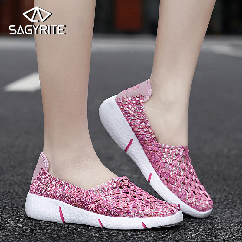 SAGYRITE Shoes Women Sneakers Sandals for Women on Sale Korean Shoes for Women Woven Shoes Flat Shoes for Women Big Size 42 ราคา 496 บาท*ส่งฟรี