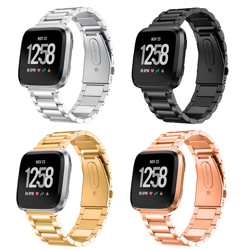 Dây đeo đồng hồ bằng thép không gỉ cho đồng hồ thông minh fitbit versa / versa lite/ versa 2/se móc kim loại