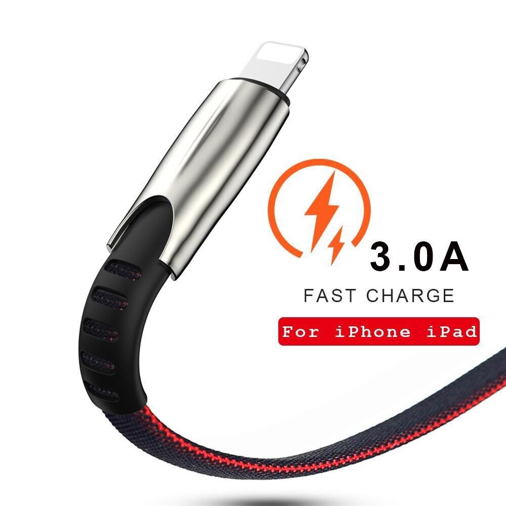 USB Sạc Cáp 3A Nhanh Chóng Sạc Cord Đối Với Apple iPhone 11 12 Pro Xs Max X XR 8 7 6 6S Cộng Với 5S SE iPad Mini Dữ Liệu Dài Dây