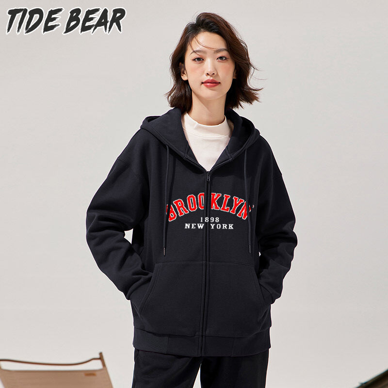 TIDE BEAR Mới Dây Kéo áo len trùm đầu Cho Nam Giới Và Phụ Nữ 1898 York In Áo Khoác Áo Len