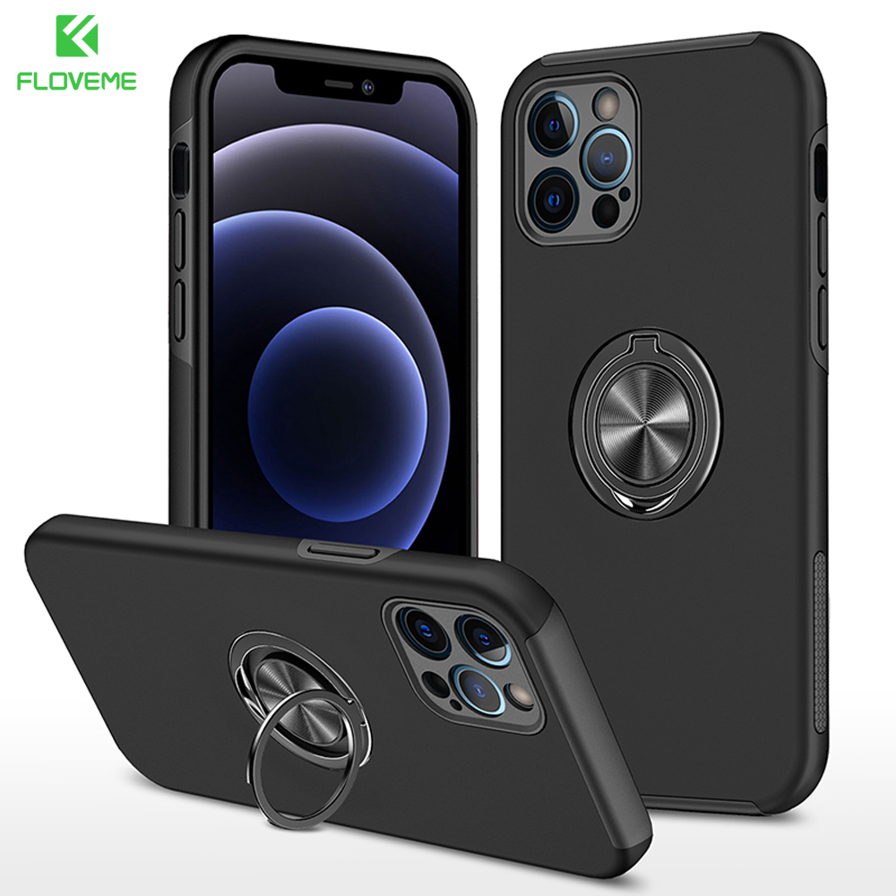 Floveme Ốp điện thoại nam châm giá đỡ vòng nhẫn trong suốt cho iPhone 15 14 13 12 11 Pro Max Plus ốp Đứng chống rơi cho iPhone XS Max XR XS X Ốp đơn giản siêu mỏng