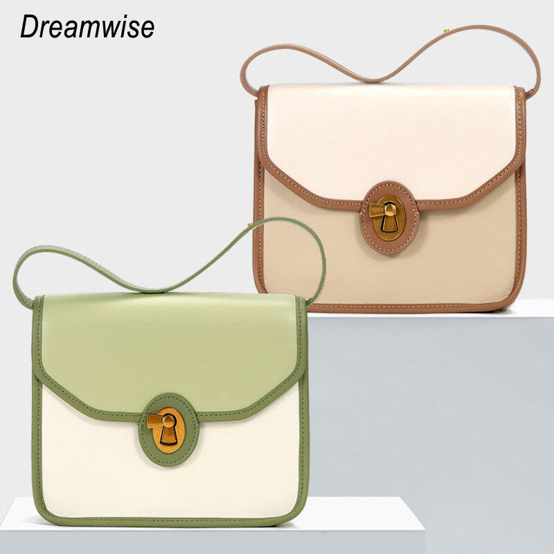 Dreamwise Shoulder Sling Bags for Women 2023 New Genuine Cow Leather Fashion Contrast Color Handbags Fashion Ladies Square Crossbody Bag ราคา 1,533 บาท*ส่งฟรี