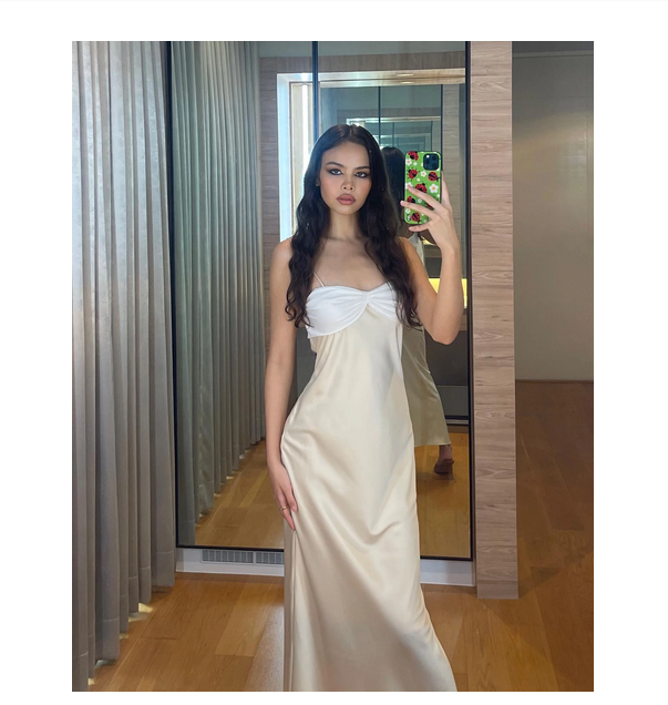 Beautifultime đầm dài mùa hè cho nữ đầm đi biển màu tương phản phía trước thắt nơ dây mảnh không tay
