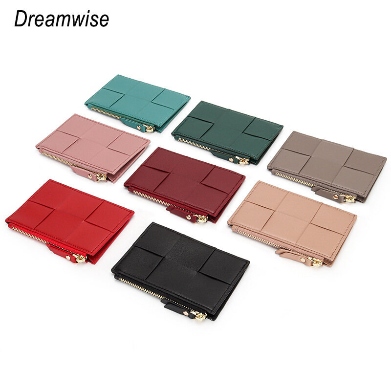 Dreamwise ví đựng tiền xu mini ngắn ví nhỏ dệt thời trang bằng da cừu cho nữ ví đựng thẻ id nhiều thẻ bao đựng thẻ nhỏ thông thường bằng da