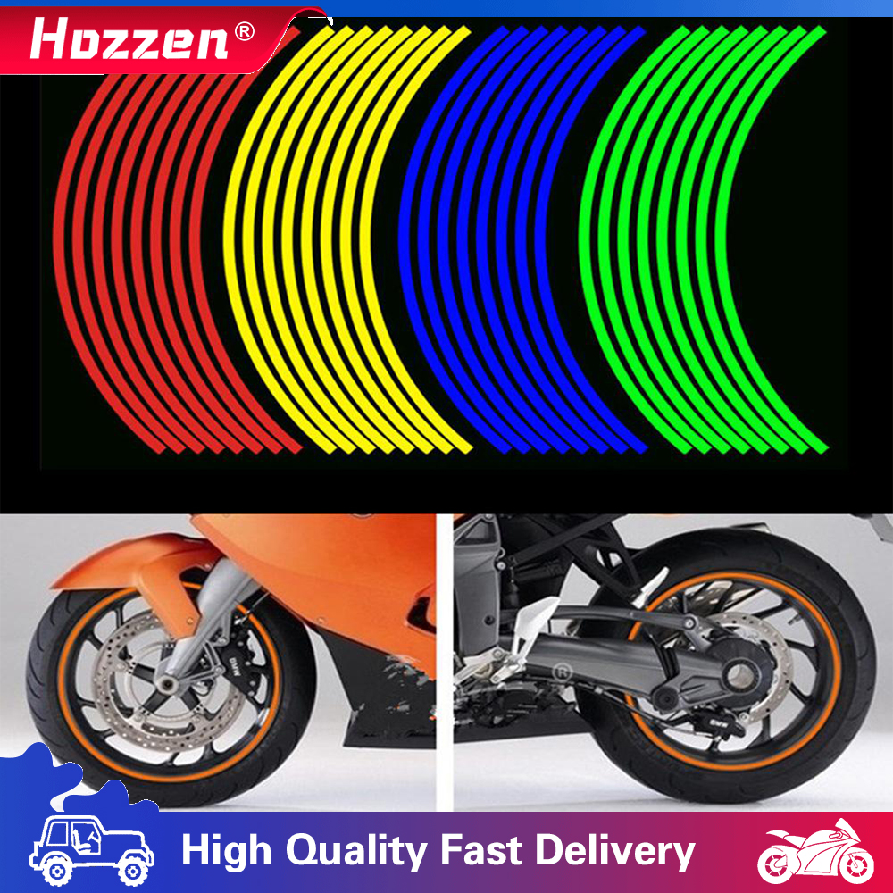 Hozzen Miếng Dán Bánh Xe 18 Inch Miếng Dán Phản Quang Trang Trí Vành Bánh Xe Xe Máy Phù Hợp Cho 1 Lốp