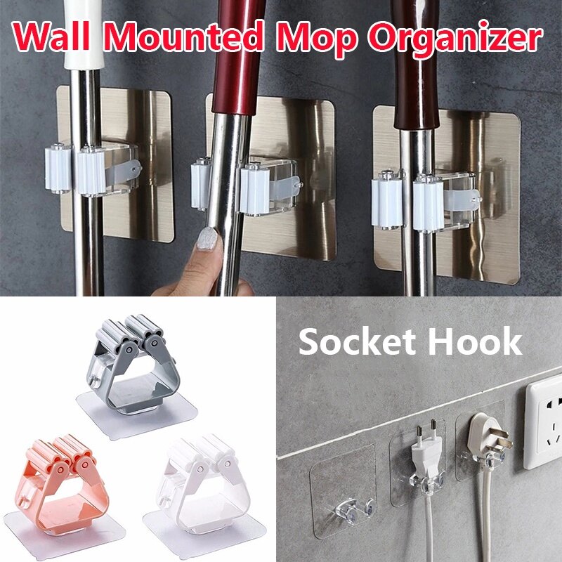 Đa-Mục Đích Móc Dính Treo Tường Lau Giá đựng đồ Bàn Chải Giá treo chổi Móc Nhà Bếp Phòng Tắm móc chắc chắn