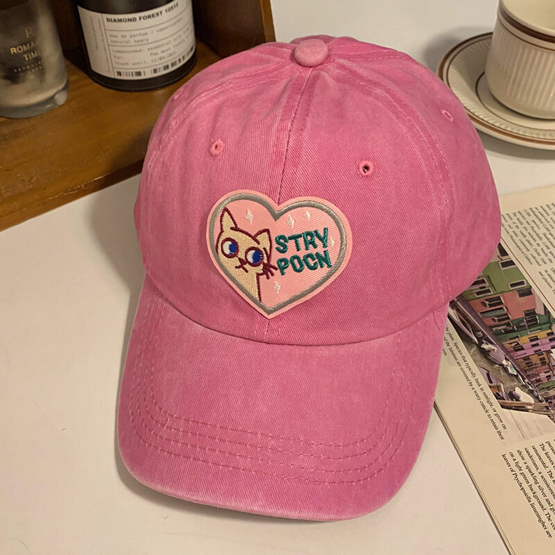 Lovely Cat Baseball Cap for Girl for Women Pink - 2