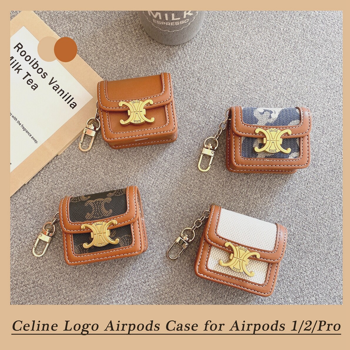 Ốp Airpods Cổ Điển Thương Hiệu Cao Cấp Cho Airpods 1 2 Pro Tai Nghe Logo Da Kim Loại Vỏ Bảo Vệ, Phụ Kiện Thời Trang Màu Cổ Điển