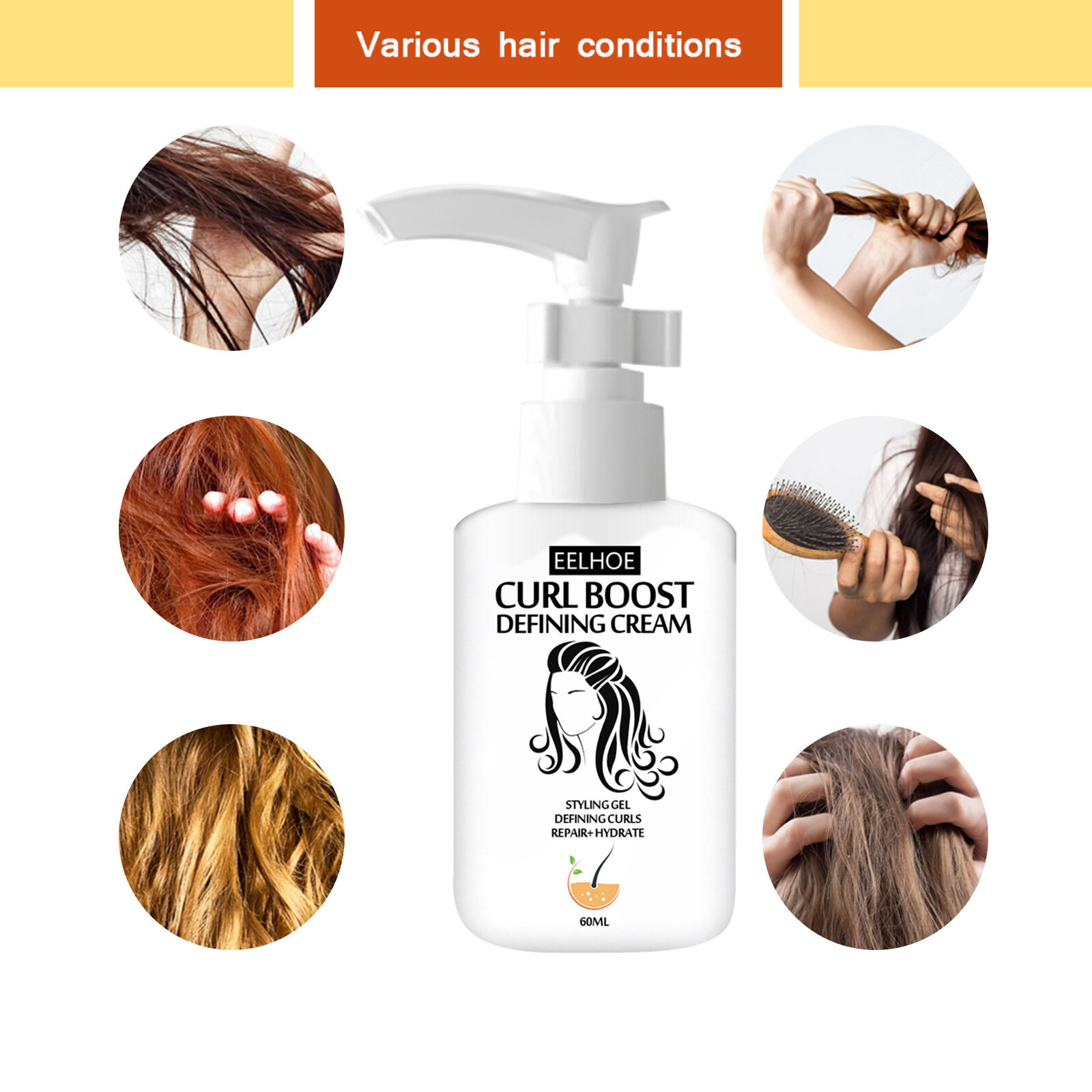 Afro-Tinh Chất Tạo Kiểu Tóc Xoăn Elastin Dưỡng Ẩm Phục Hồi Tạo Kiểu, Sửa Chữa Tạo Kiểu