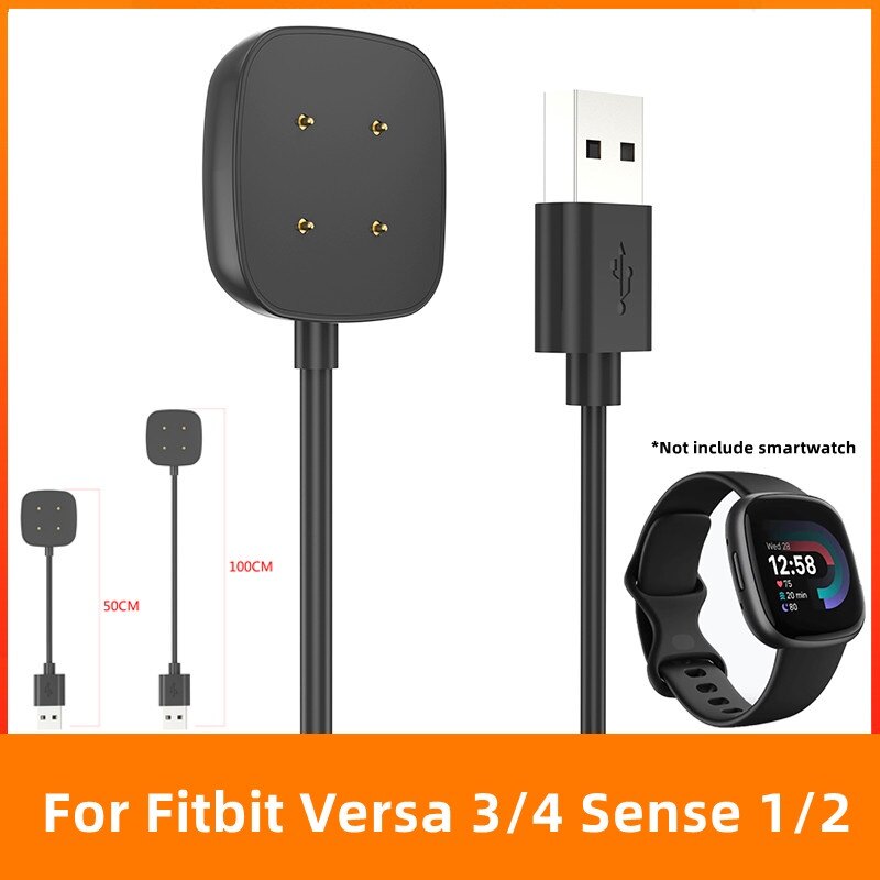 【50cm+100cm】Fitbit Versa 3 Versa 4 Fitbit Sense Sense 2 Smartwatch USB Charger,Fast Charging Cable For Fitbit Versa 3/4 Fitbit Sense 1/2