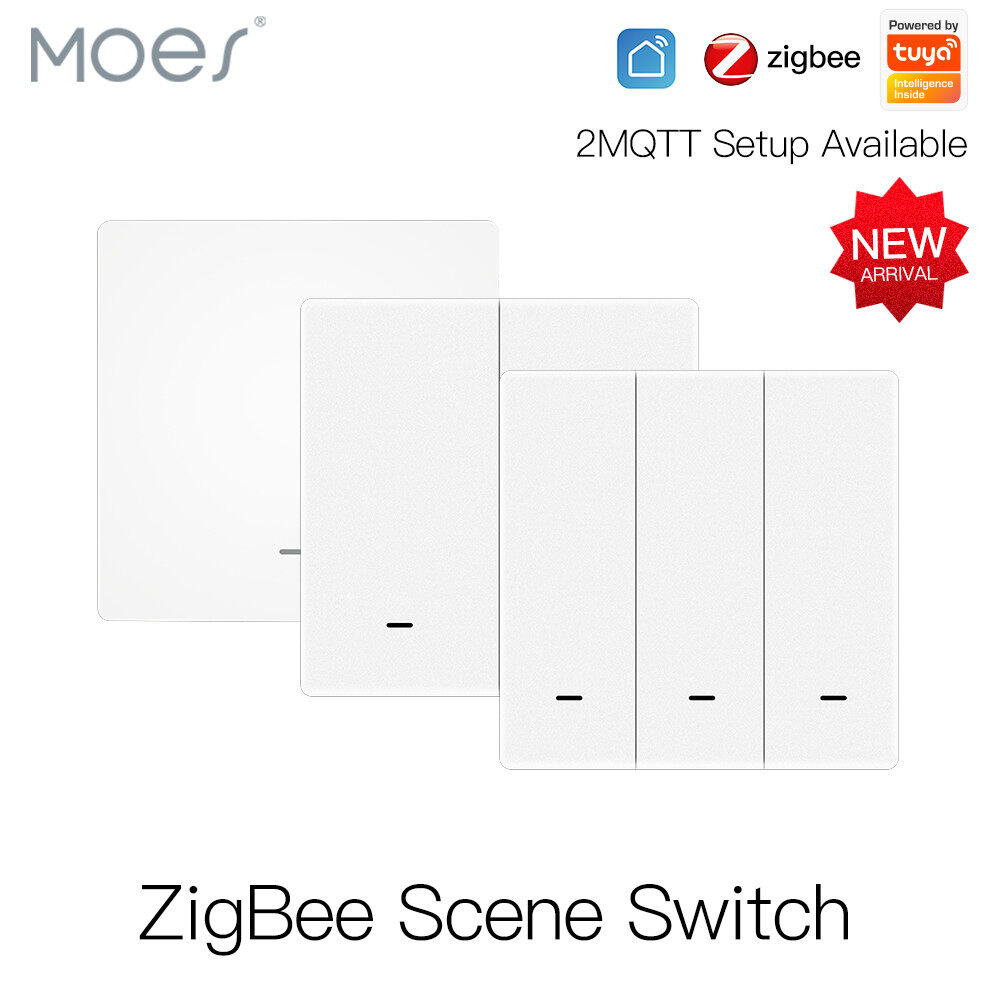 Moes Tuya ZigBee Công Tắc 9 Cảnh Không Dây Bộ Phát Chạy Bằng Pin Nút Nhấn Tự Động Hóa Ứng Dụng Cuộc Sống Thông Minh 1/2/3 Gang
