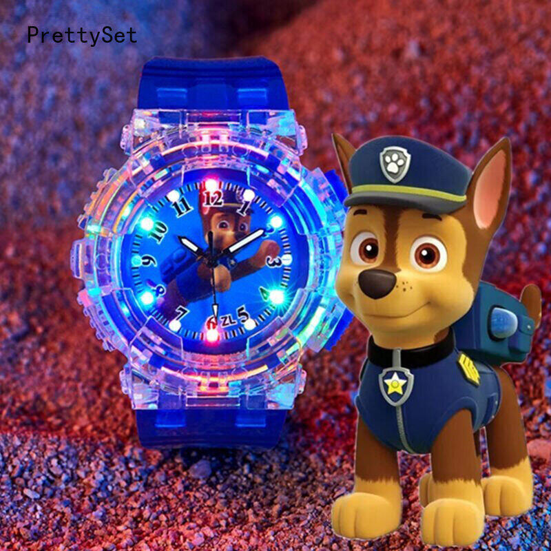 【PrettySet】Puppy Paw Patrol Đồng Hồ Phát Sáng Cho Trẻ Em Quà Tặng Bé Trai Và Bé Gái Đồng Hồ Điện Tử Hoạt Hình Cho Trẻ Em