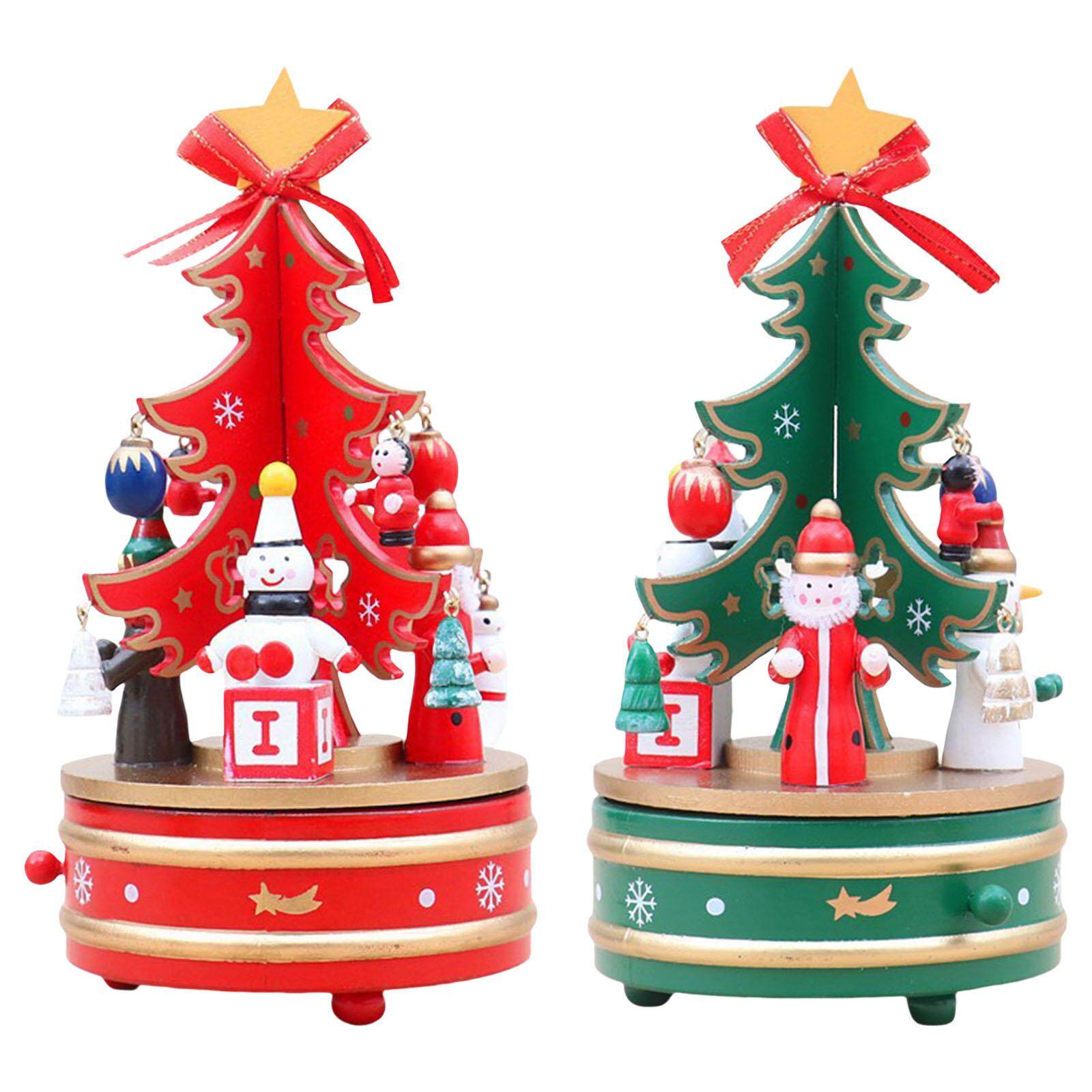 Portable Music Box Rotatable Wood Musical Box Carousel Decoration Toy For