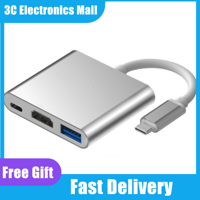3-in-1 Type-c To Hdmi-compatible Usb 3.0 Charging Adapter Usb