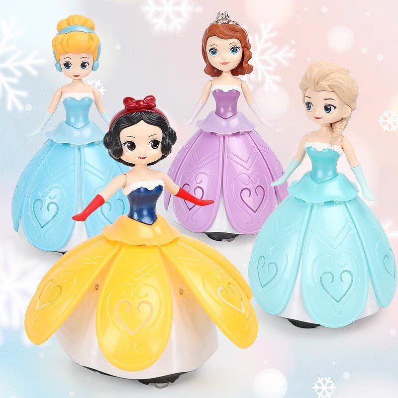 Đồ chơi đèn lồng Công chúa băng giá Elsa, Lọ Lem,Bạch Tuyết nhiều màu sắc có đèn nhạc xoay 360 độ cho bé chơi trung thu