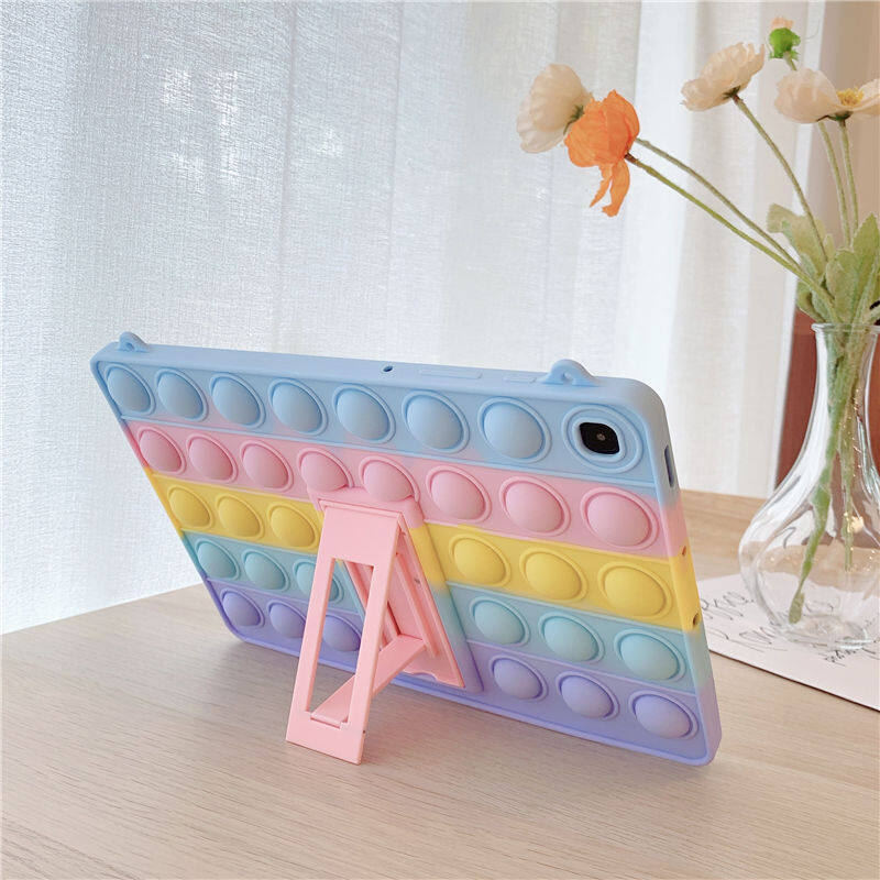 Hufee kids covers cho samsung galaxy tab a 8.0 sm-t290 t295, tab a7 10.4 "t500 505 t507, tab a7 lite 8.7" sm-t220 t225, s6 lite sm-p610 p615 p617, tab advanced2 sm-t583 rainbow silicone eva anti- rơi bao đựng đế có dây đeoồng