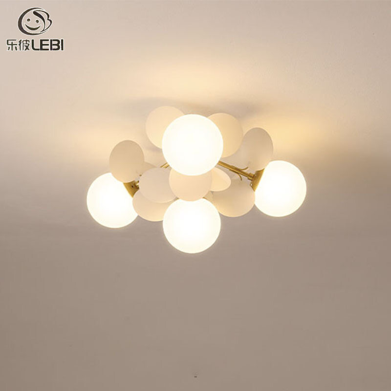 Lebi đèn phòng ngủ chính tối giản hiện đại đèn trần phòng khách đèn chùm phòng đèn bắc âu mảnh hoa cá tính cho phòng bé gái phòng trẻ em
