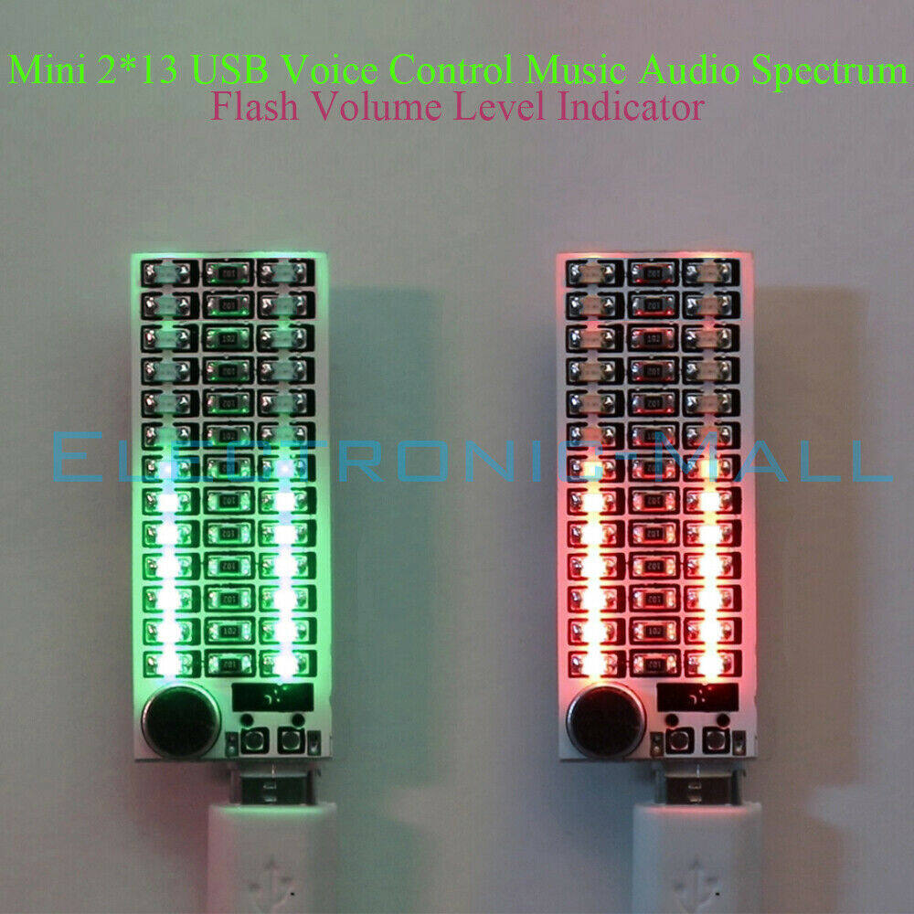 Mini 2*13 usb điều khiển bằng giọng nói âm nhạc phổ âm thanh bộ chỉ báo mức âm lượng flash