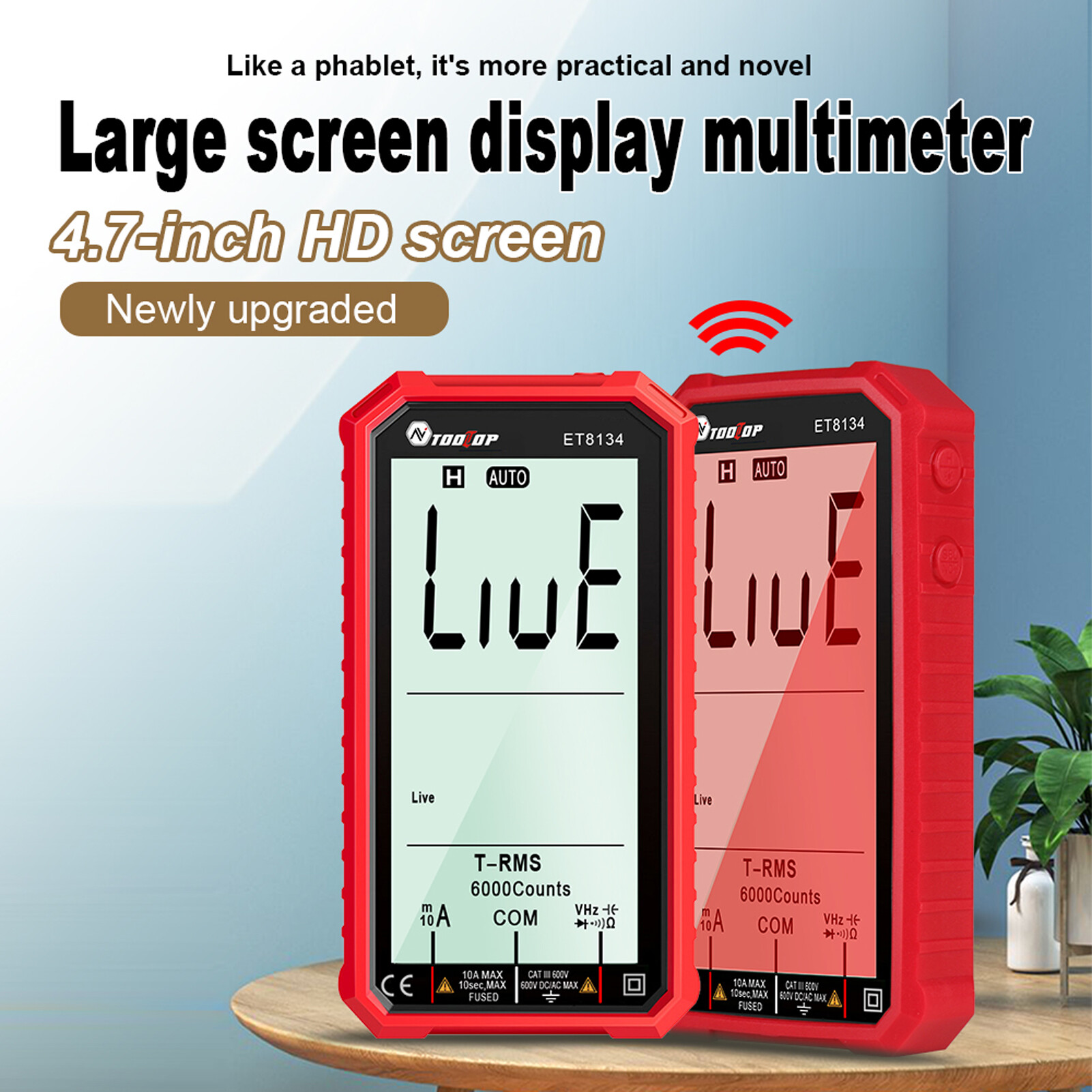 Geevorks tooltop đồng hồ vạn năng màn hình lcd độ phân giải cao 4.7 inch tiện dụng et8134 đồng hồ vạn năng đa năng đo dòng điện điện điện áp xoay chiều dòng điện trực tiếp đo điện trở điện dung, chức năng đèn nền