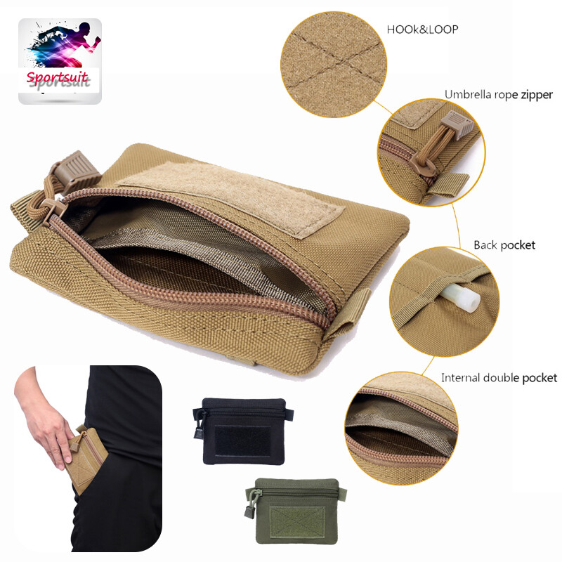 Ví Thể Thao Đa Năng Dùng Ngoài Trời, Thể Thao Chống Nước Kéo Khóa, Đựng Tiền Xu, Ví Vuông