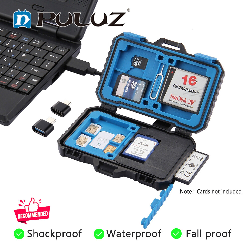 PULUZ Card Reader + 22 in 1 Memory Card Case for 1Standard SIM + 2Micro-SIM + 2Nano-SIM + 3CF + 7SD + 6TF + 1CARD PIN for 1Standard SIM + 2Micro-SIM + 2Nano-SIM + 3CF + 7SD + 6TF + 1CARD for laptop Accessories Multi Smart Cardreader