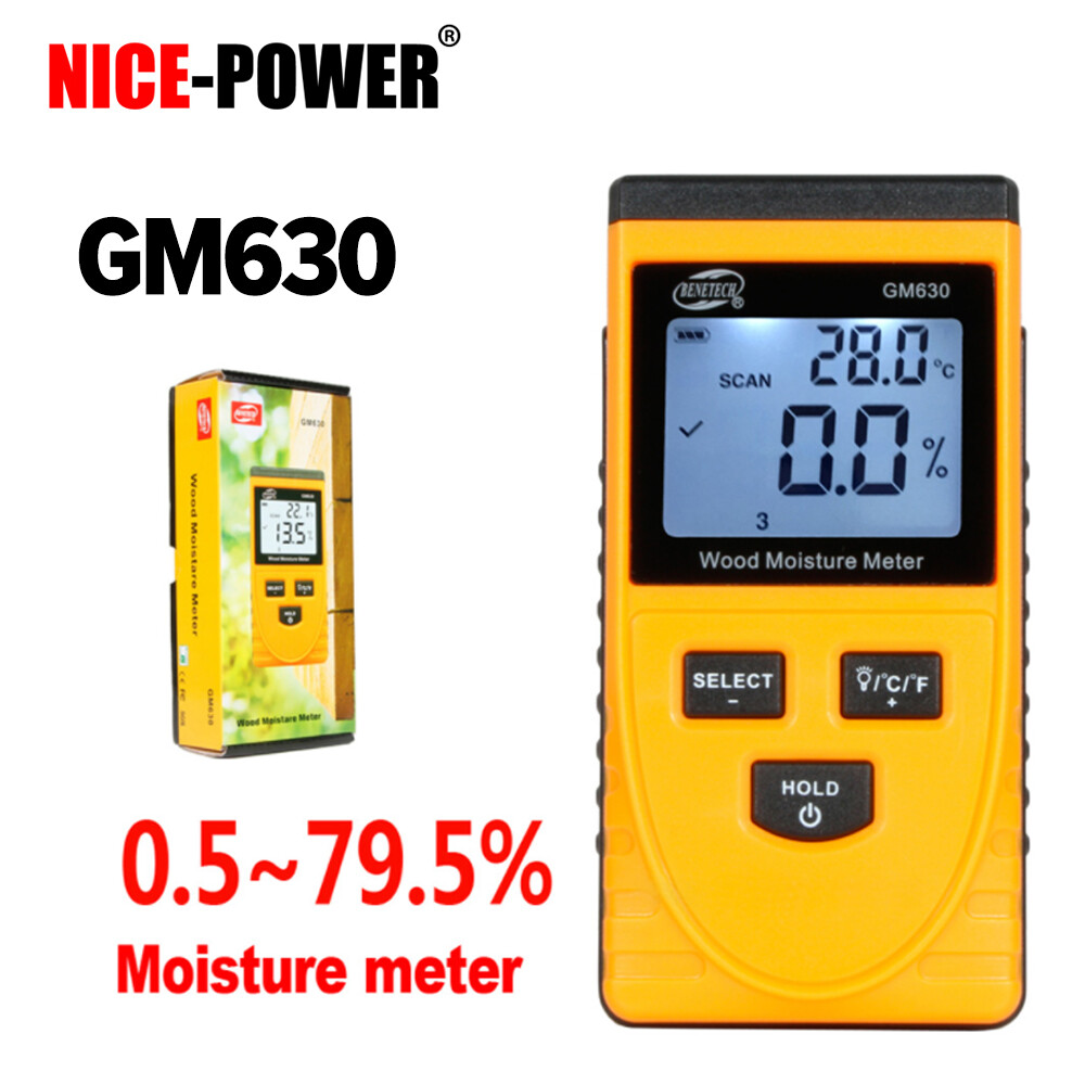 Benetech máy đo độ ẩm gỗ cảm ứng kỹ thuật số máy đo độ ẩm máy đo nhiệt độ môi trường điện kỹ thuật số dụng cụ đo gm630