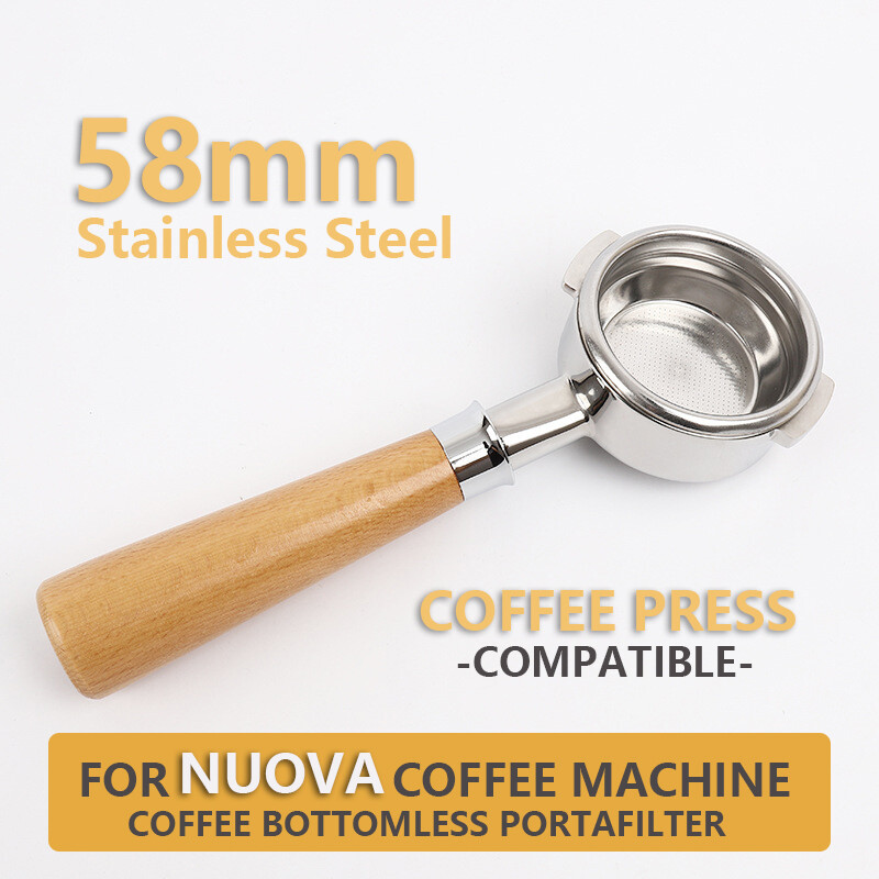 Bộ lọc cà phê không đáy 58mm bộ lọc cà phê bằng thép không gỉ bộ lọc máy pha cà phê phổ thông, máy ép cà phê nuova & expobar giỏ lọc thay thế tay cầm máy pha cà phê phụ kiện cà phê