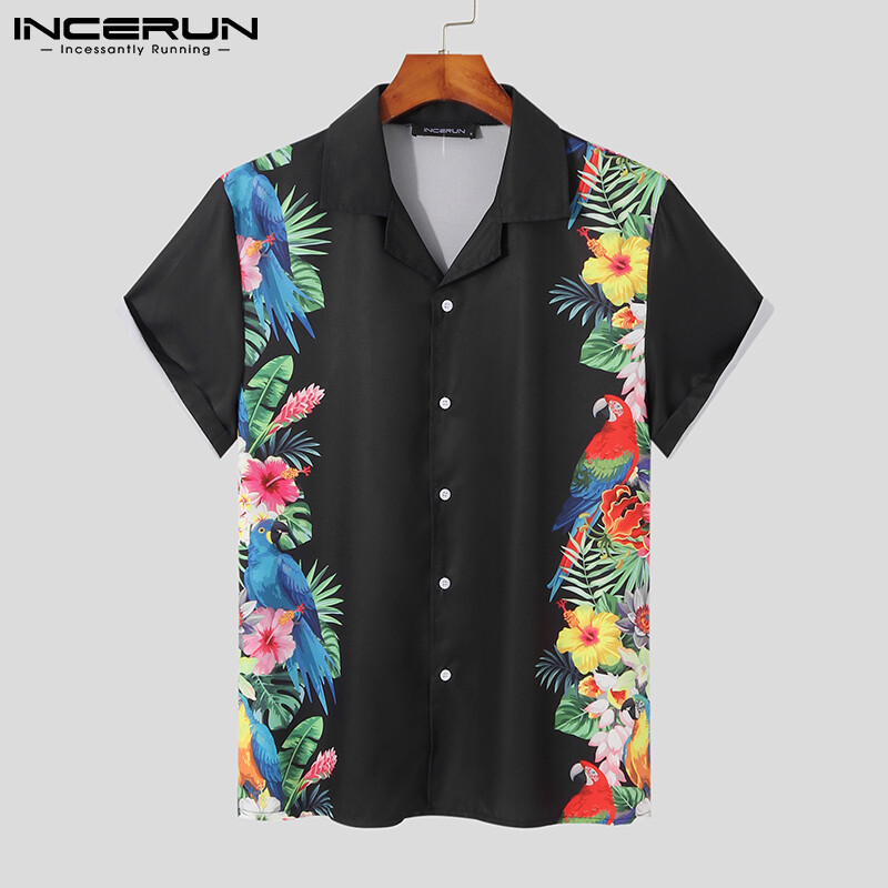 Incerun áo sơ mi hoa tay ngắn cho nam áo thun đi nghỉ hippy hawaiian #3