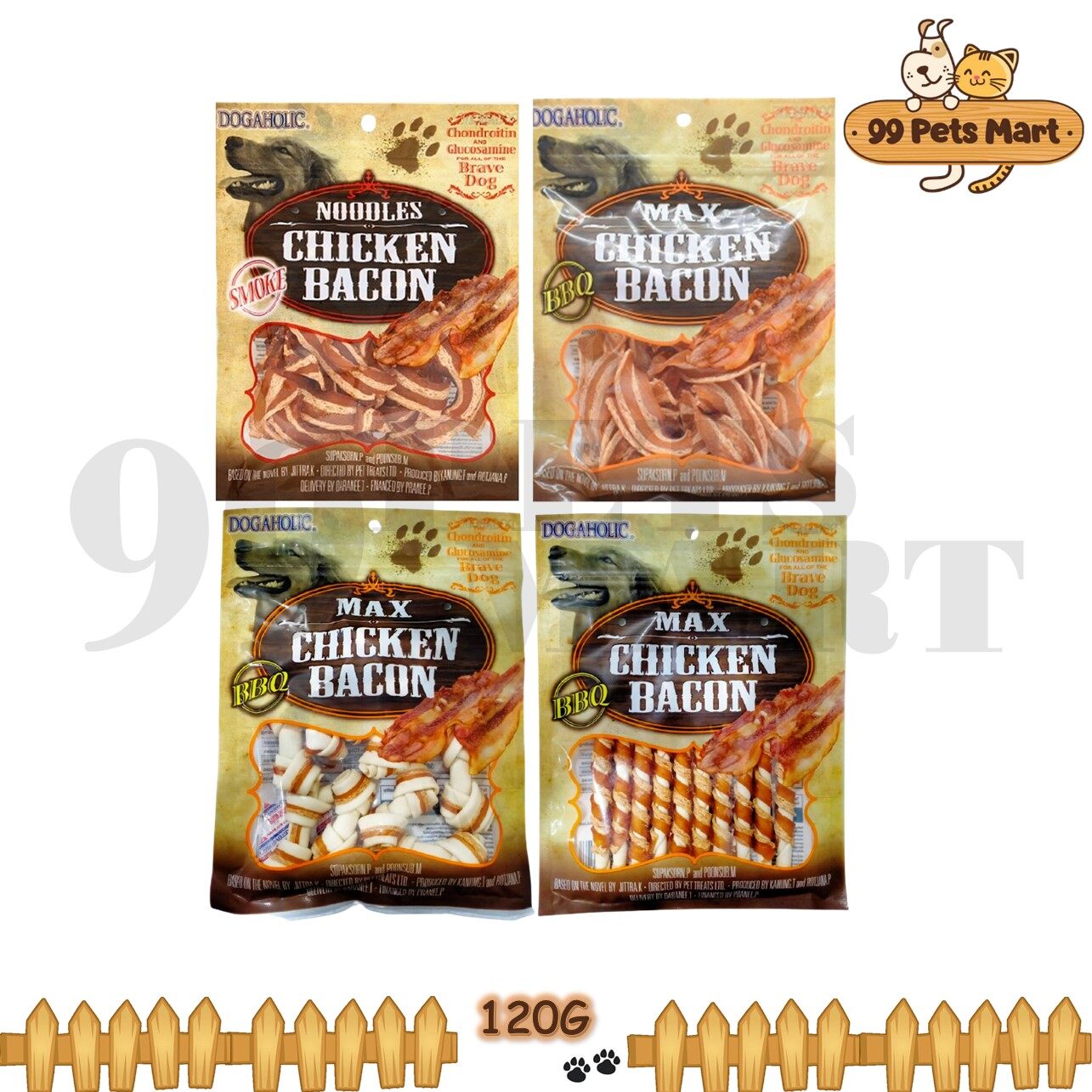 Dogaholic Max Chicken Bacon 120g 10pcs Smoke Strip Bbq Strip Bbq Bone Bbq Stick Dog Treats Dog Snack Lazada