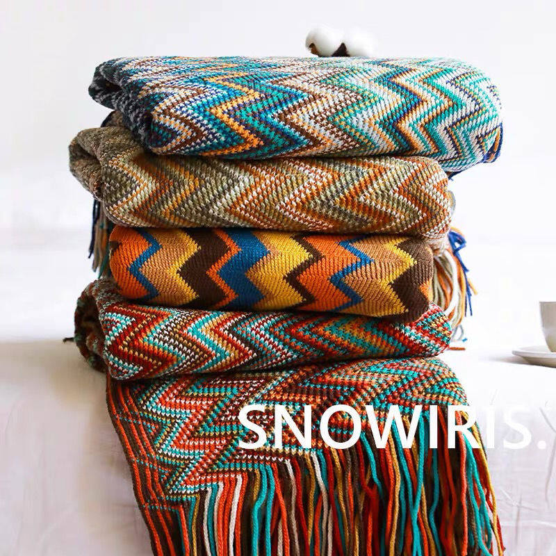 Chăn boho chăn ngủ trưa văn phòng chăn xô b & b chăn cuối giường khăn phủ dày hơn tua rua chăn sofa chăn mỏng điều hòa