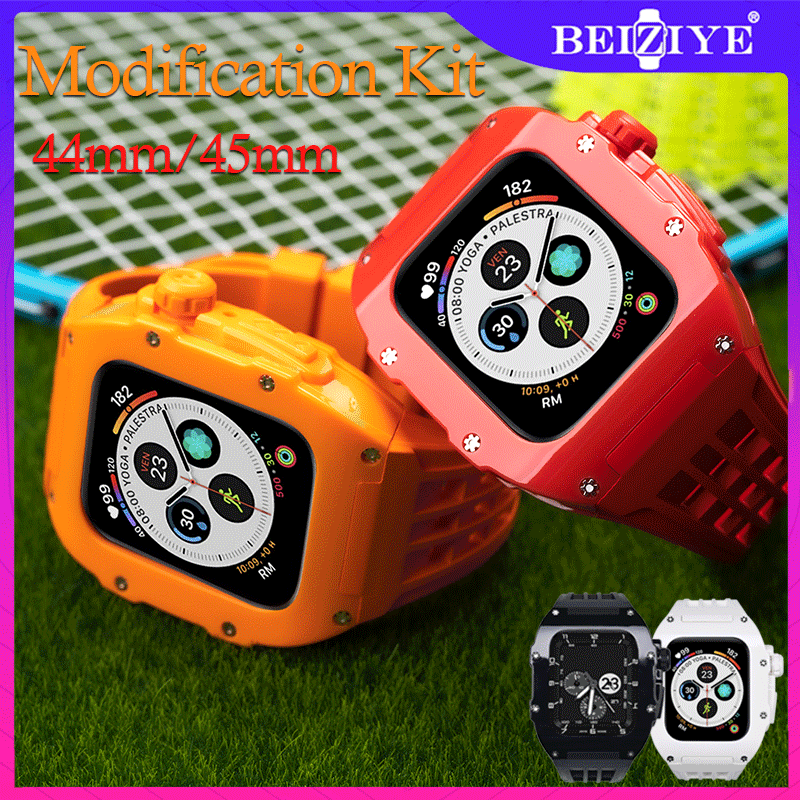 สายนาฬิกา สำหรับ Apple Watch Series 8 7 6 5 SE สาย for i watch band 45MM 44MM ยางสาย พร้อมเคส PC เคส Modification Kit อุปกรณ์เสริมสม ราคา 1,450 บาท*ส่งฟรี